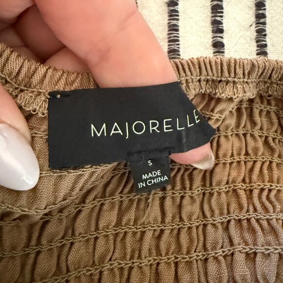 MAJORELLE | Light Brown Camel Linen Blend Tie Front Crop Top Bra Top Boho Small - Picture 3 of 4